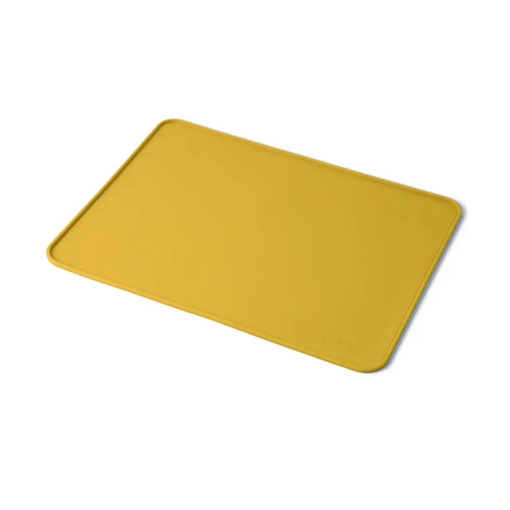 silicone placemat is easy to clean, non-sticky, and ideal for crafting, dining, pets food, and play. For kids and adults. Home lifestyle and dinnerware. mks miminoo usa brand. mustard yellow. for toddler boys and girls. 