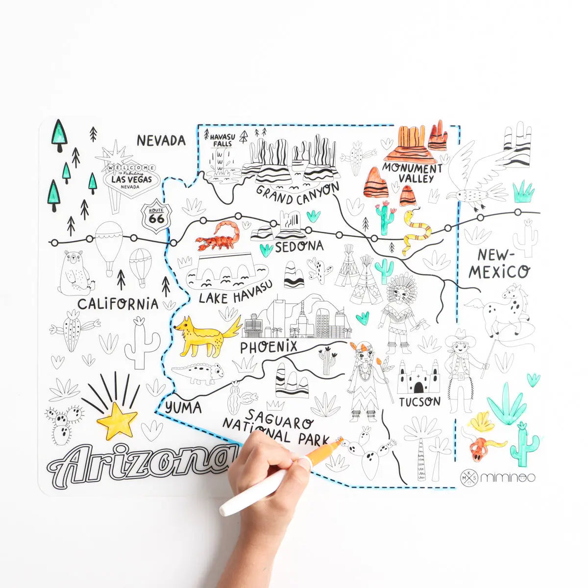 Silicone Reusable Coloring Mat & Markers Set - Arizona - MKS Miminoo
