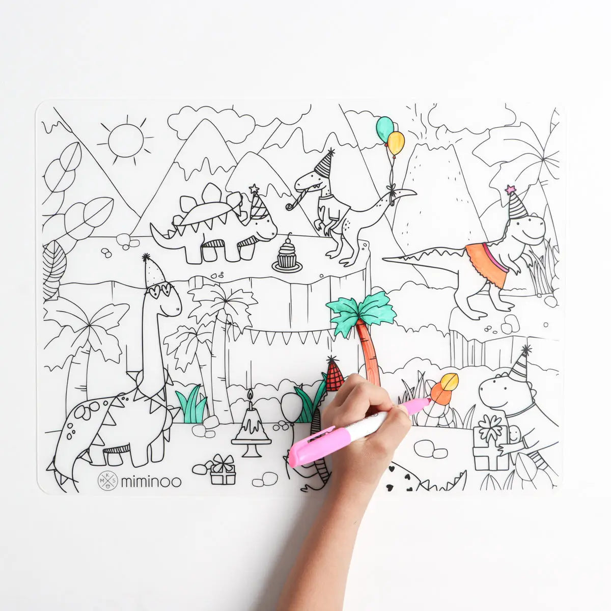 Silicone Reusable Coloring Mat & Markers Set - Dinos Party - MKS Miminoo