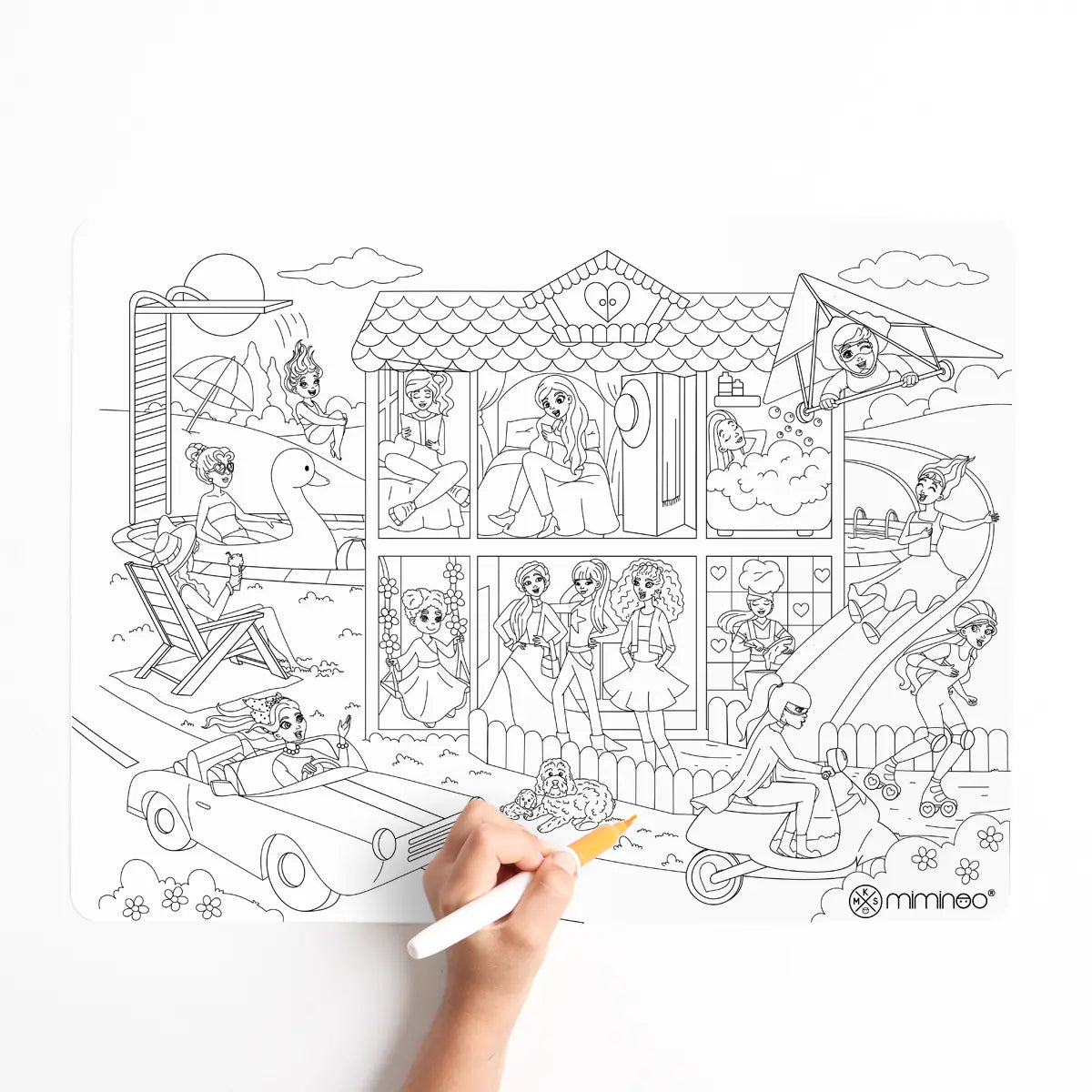 Erasable reusable coloring silicone mat with dry-erase markers multi-murpose Dreamworld Girls Barbie inspired doll  gift for kids mks miminoo usa
