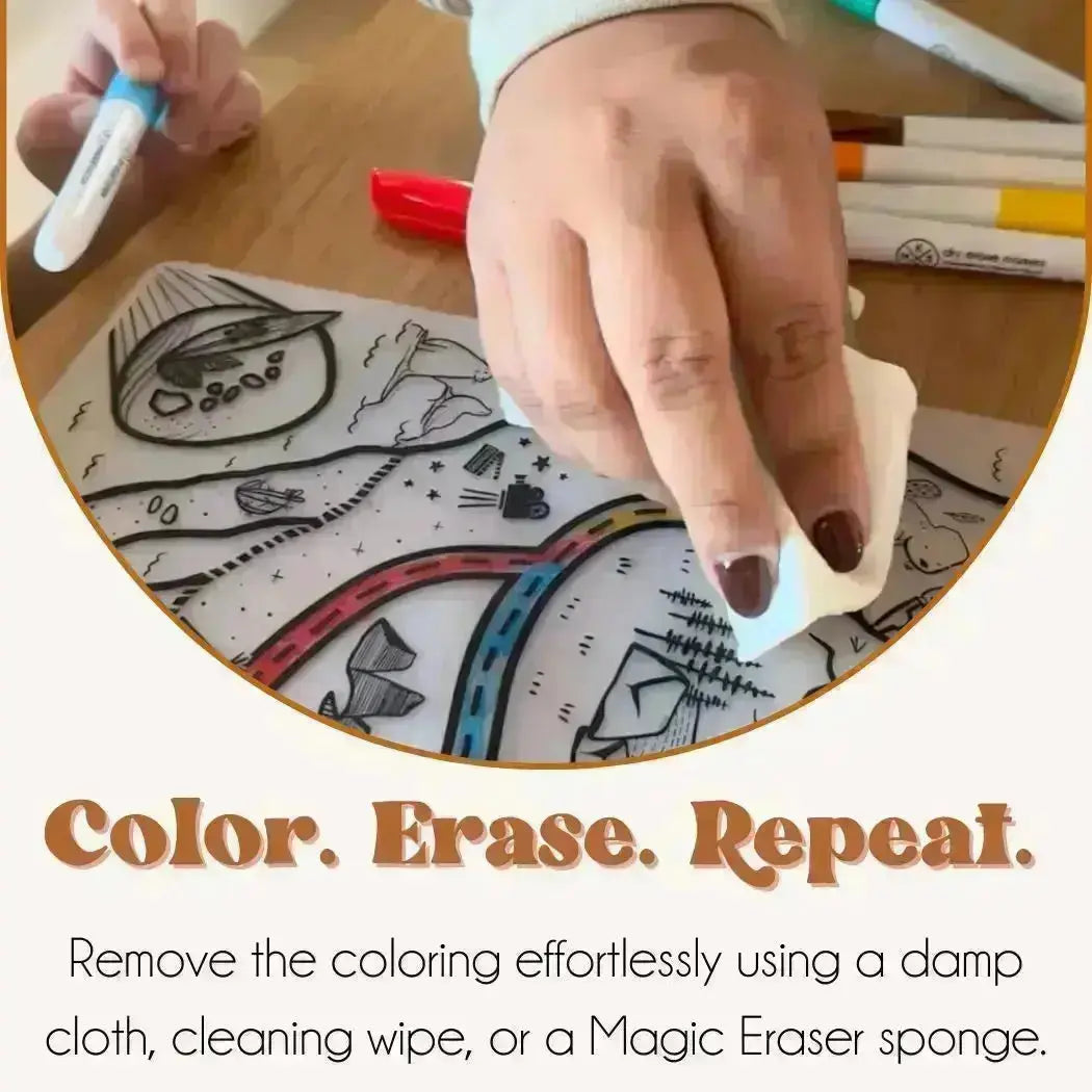 Silicone Reusable Coloring Mat & Markers Set - ABC Animals MKS MIMINOO