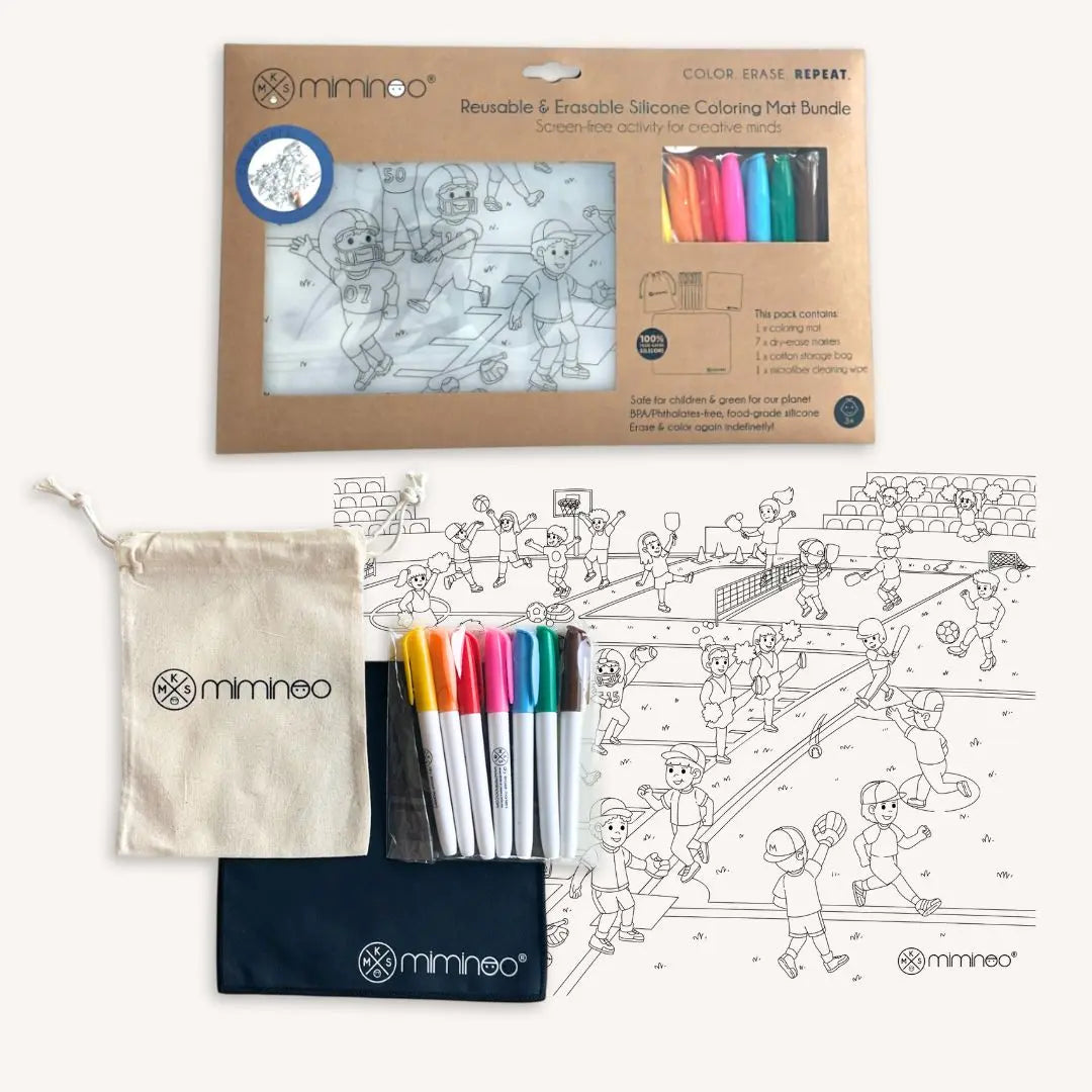 Silicone Reusable Coloring Mat & Markers Set - Go Sports! MKS MIMINOO