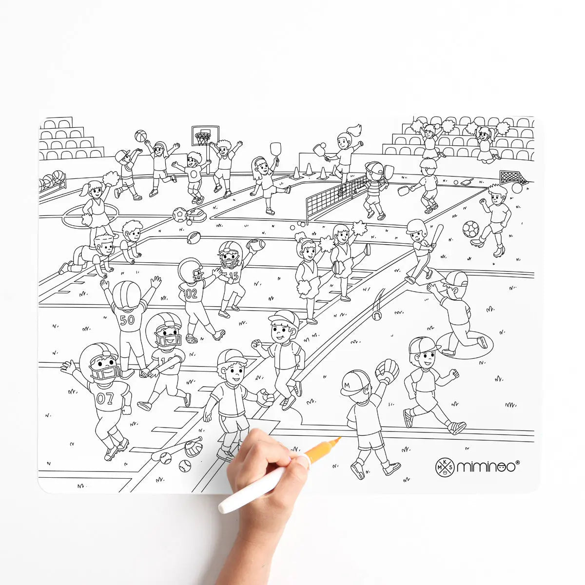 Erasable reusable coloring silicone mat with dry-erase markers multi-murpose Go Sports Baseball Football gift for kids mks miminoo usa