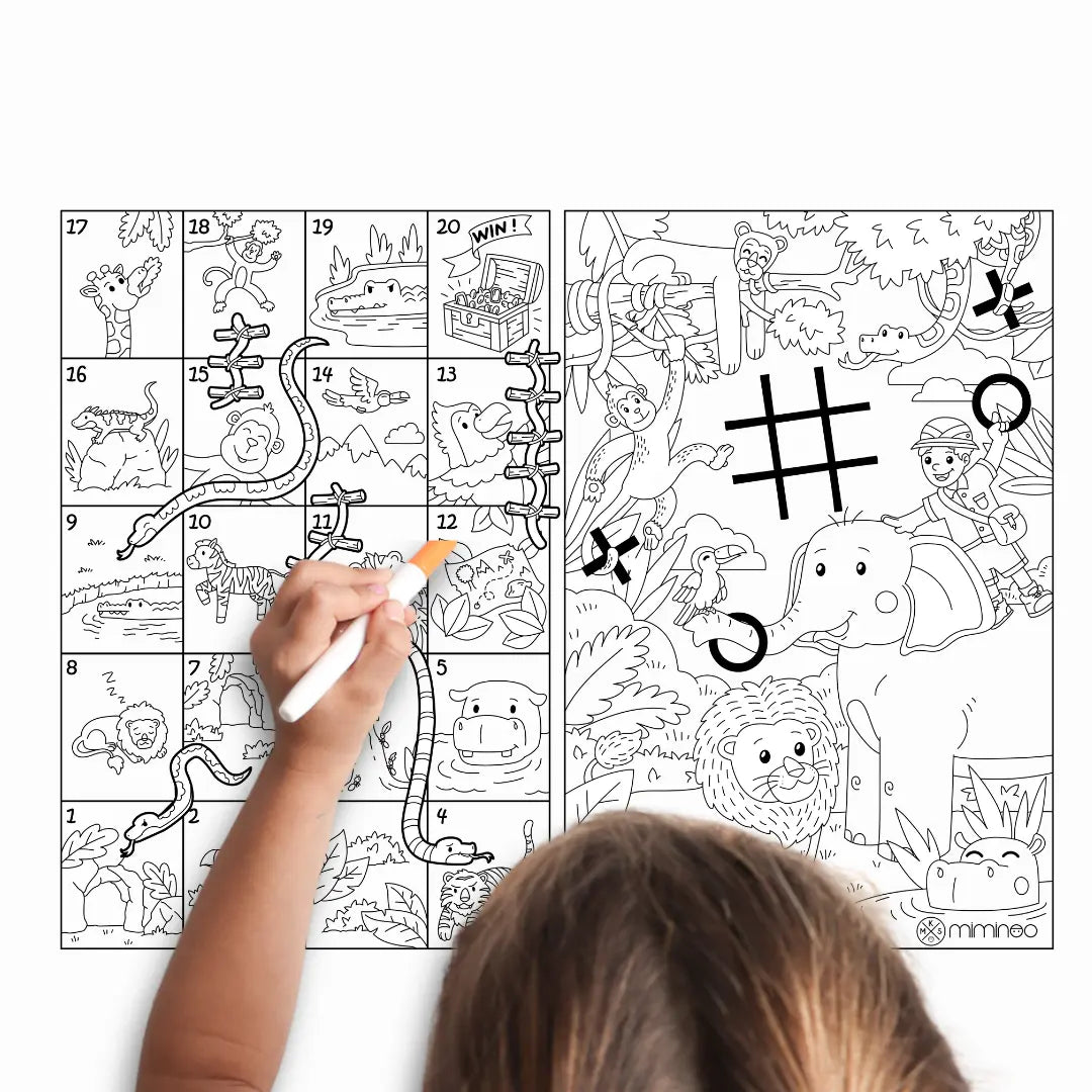 Silicone Reusable Coloring Mat & Markers Set - Jungle Games - MKS Miminoo