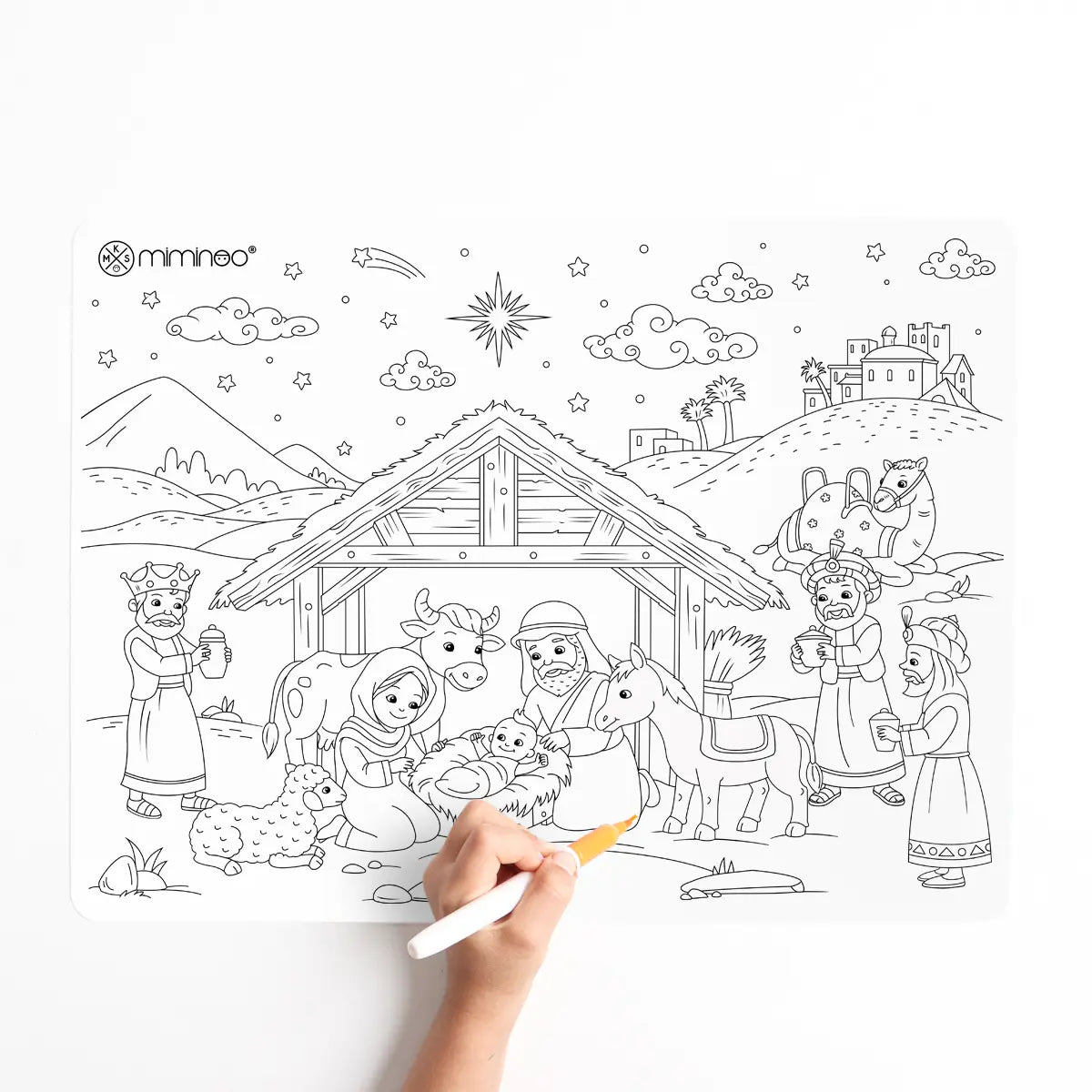 Silicone Reusable Coloring Mat & Markers Set - Nativity MKS MIMINOO