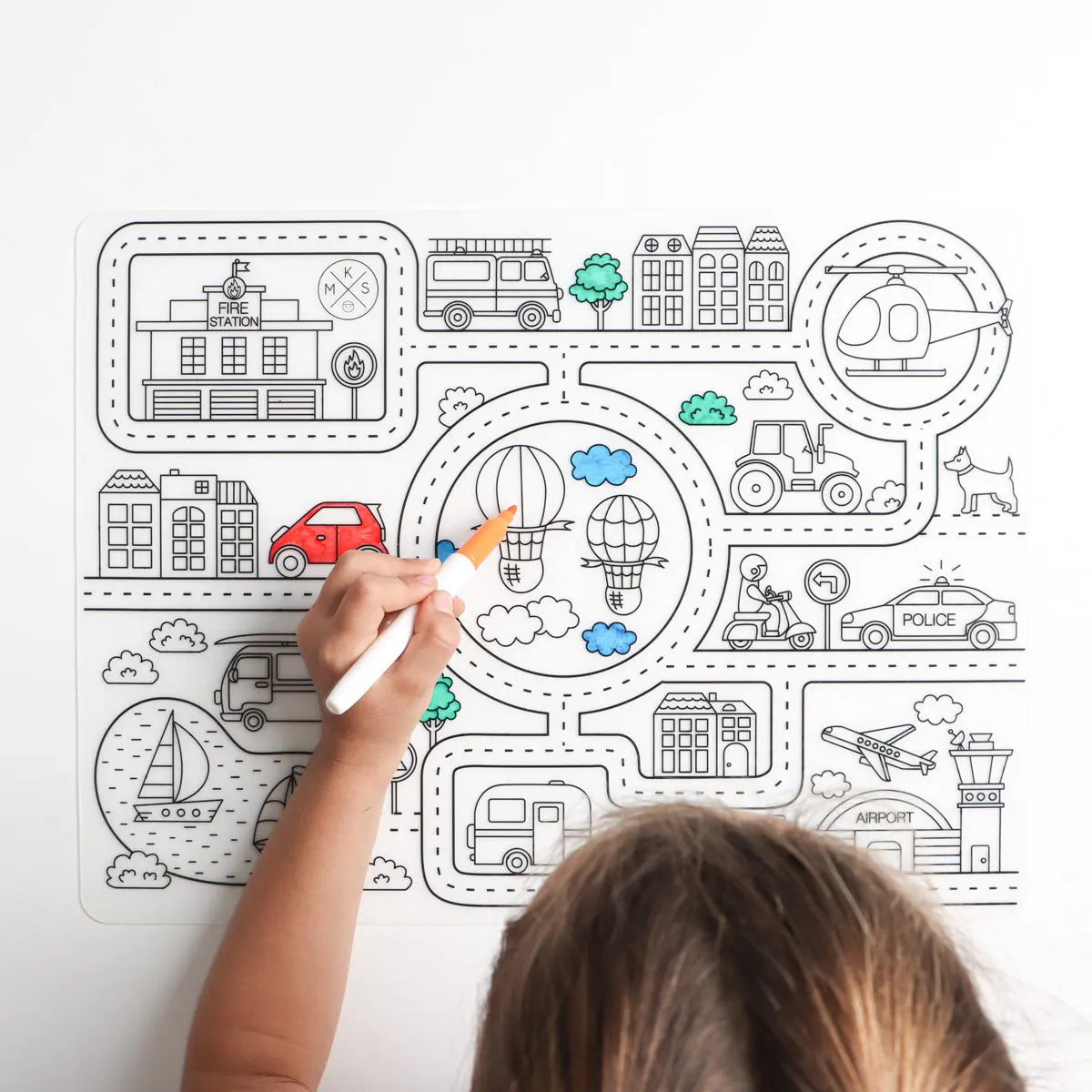 Silicone Reusable Coloring Mat & Markers Set - Roadmap - MKS Miminoo