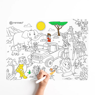 Silicone Reusable Coloring Mat & Markers Set - Safari MKS MIMINOO