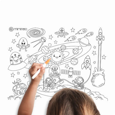 Silicone Reusable Coloring Mat & Markers Set - Space MKS MIMINOO