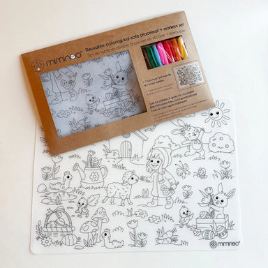 silicone erasable coloring mat sustainable toy durable set with dry-erase markers by mks miminoo usa