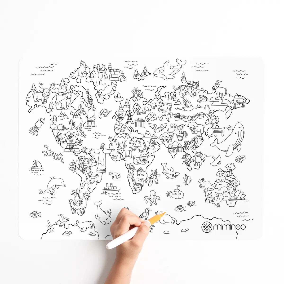 Silicone Reusable Coloring Mat & Markers Set - World map MKS MIMINOO