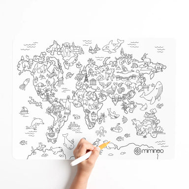 Silicone Reusable Coloring Mat & Markers Set - World map MKS MIMINOO
