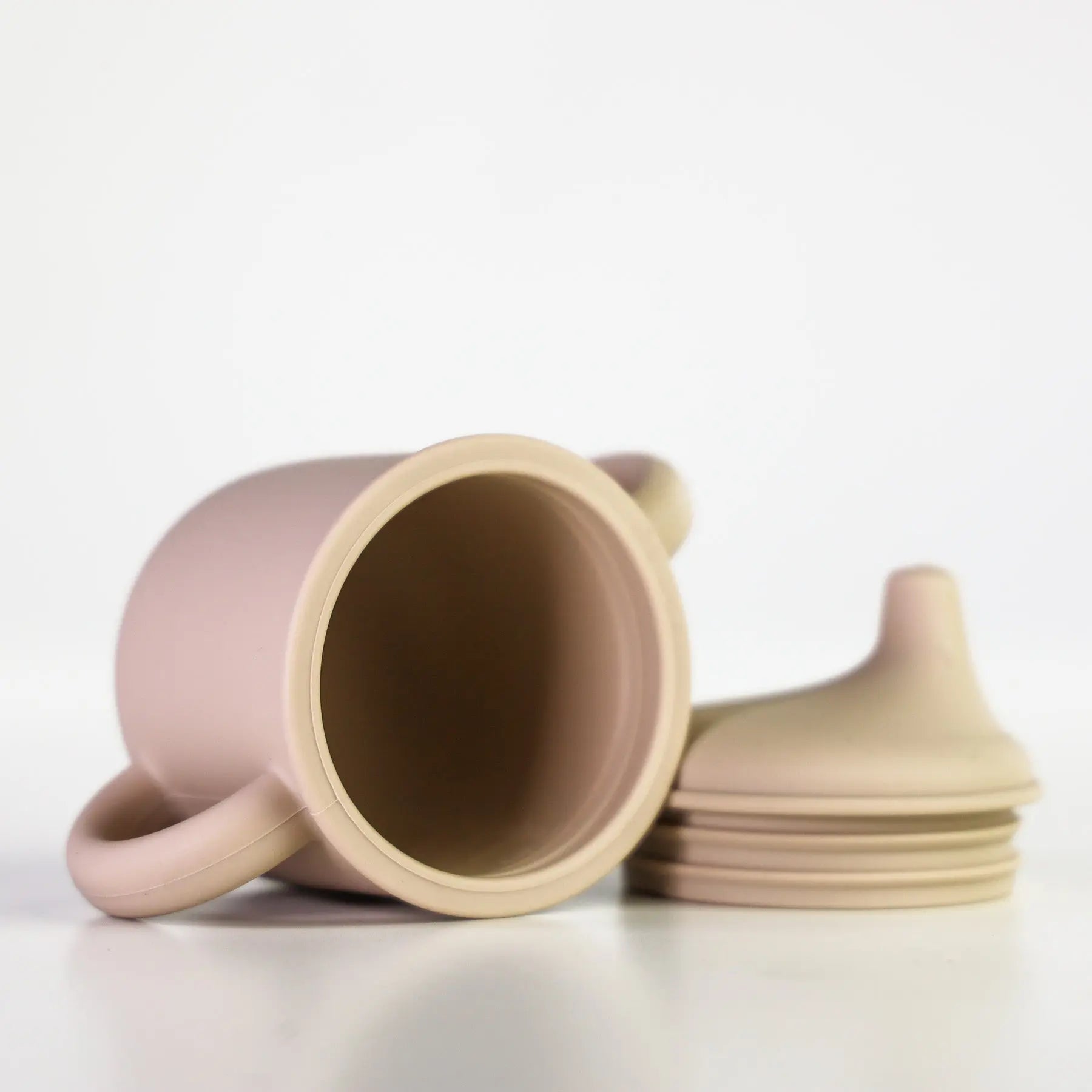 Silicone Sippy Cup with lid and handles Beige - MKS Miminoo