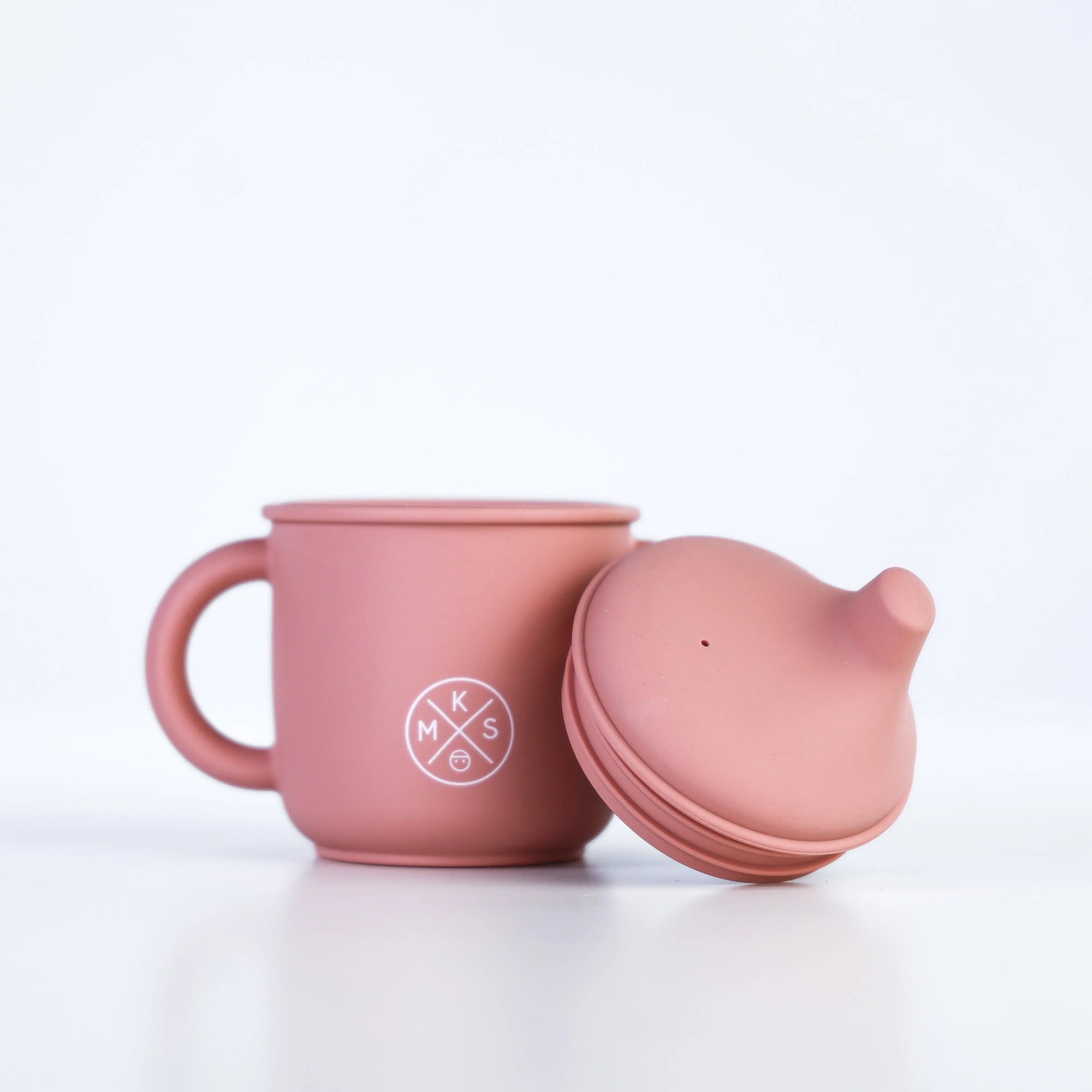 Silicone Sippy Cup with lid and handles Dusty Pink - MKS Miminoo