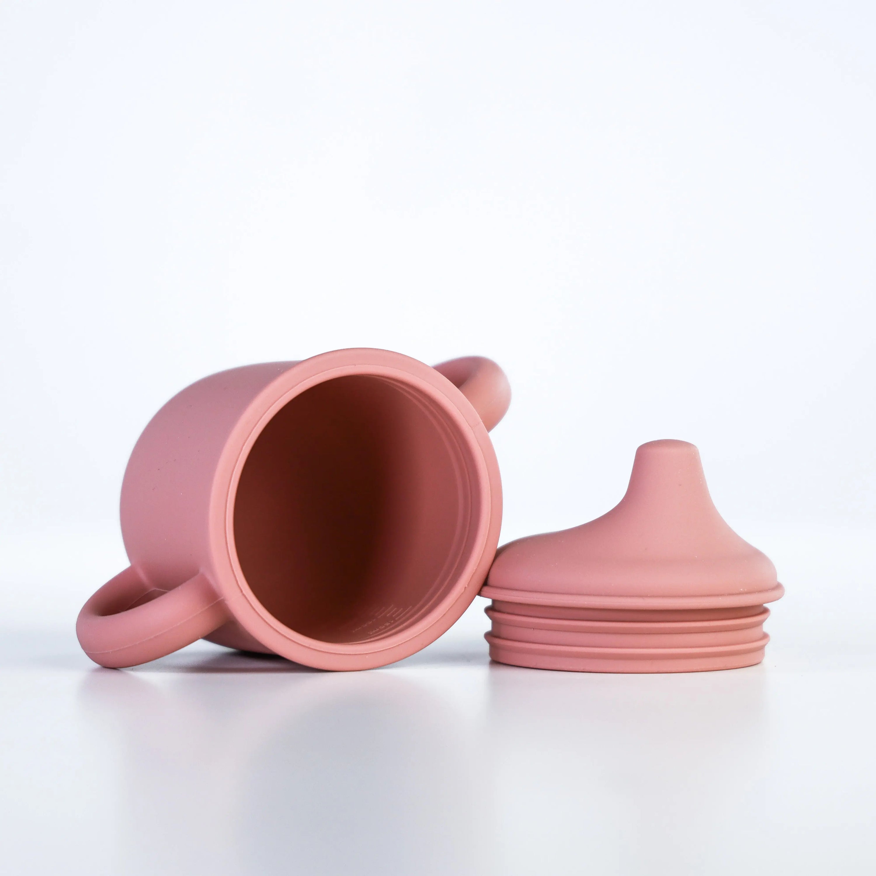 Silicone Sippy Cup with lid and handles Dusty Pink - MKS Miminoo