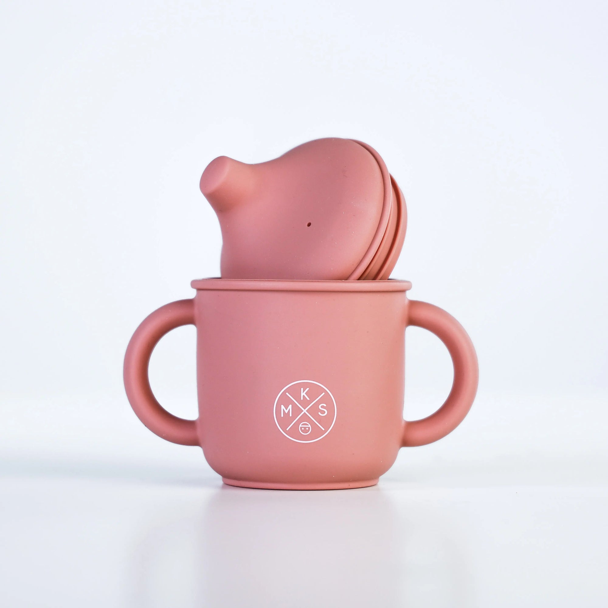 Silicone Sippy Cup with lid and handles Dusty Pink - MKS Miminoo