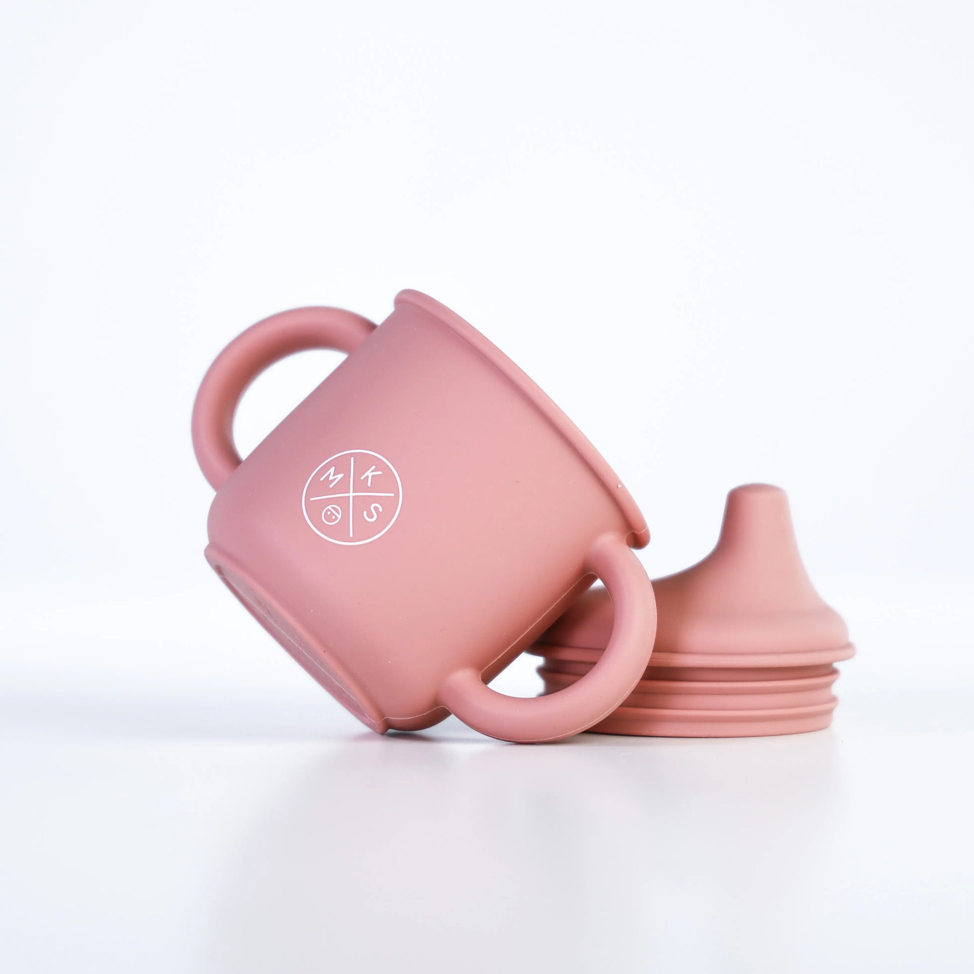 Silicone Sippy Cup with lid and handles Dusty Pink - MKS Miminoo