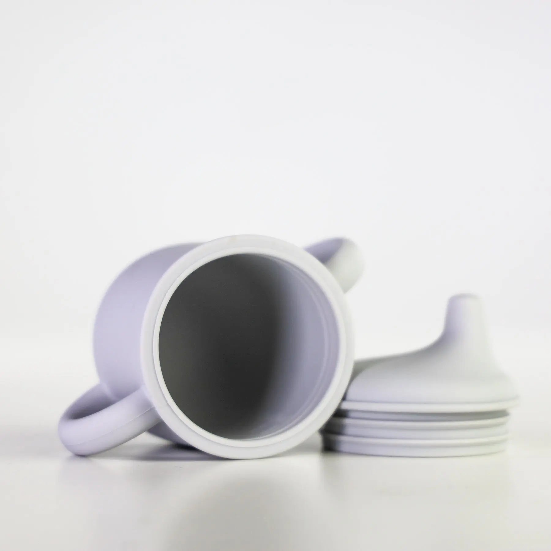 Silicone Sippy Cup with lid and handles Light Grey - MKS Miminoo