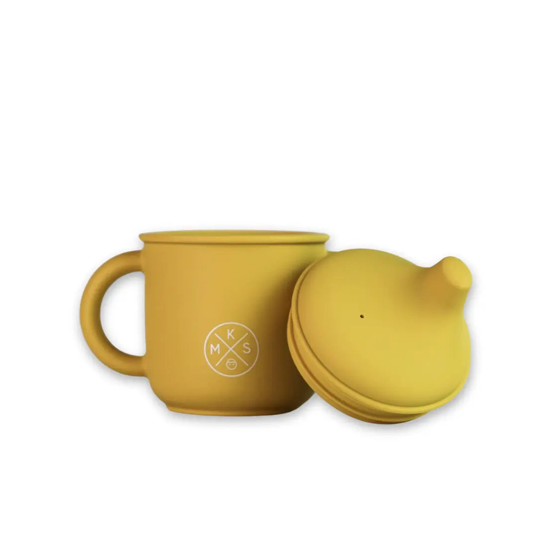 Silicone Sippy Cup with lid and handles Mustard - MKS Miminoo
