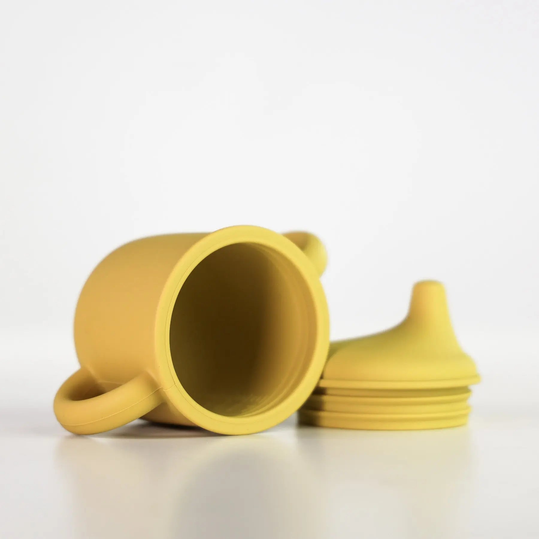 Silicone Sippy Cup with lid and handles Mustard - MKS Miminoo