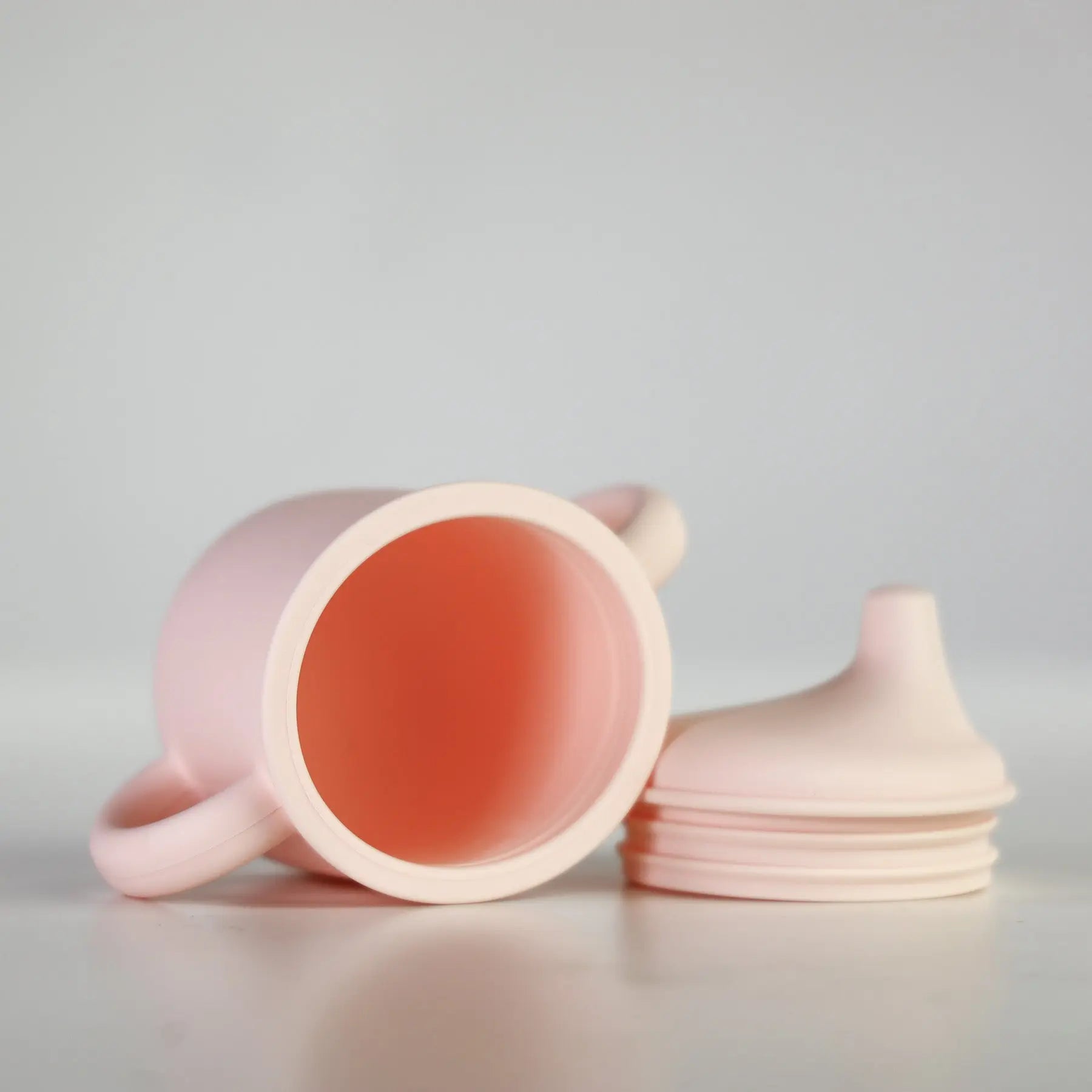 Silicone Sippy Cup with lid and handles Soft Pink - MKS Miminoo