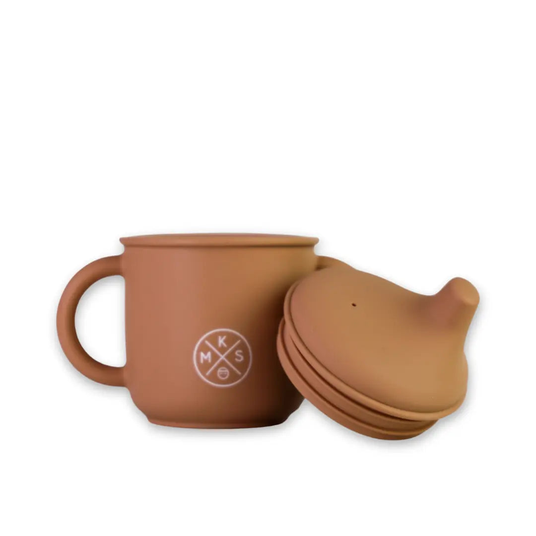 Silicone Sippy Cup with lid and handles Taupe - MKS Miminoo