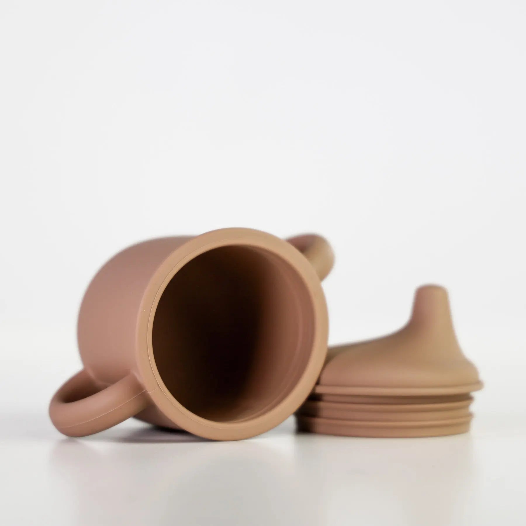 Silicone Sippy Cup with lid and handles Taupe - MKS Miminoo
