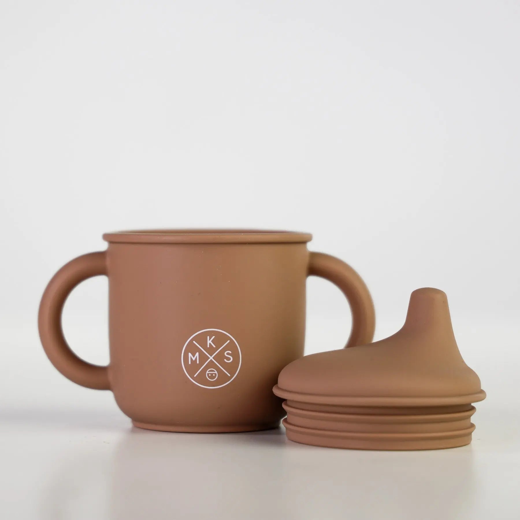 Silicone Sippy Cup with lid and handles Taupe - MKS Miminoo