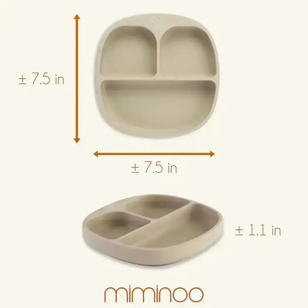 Silicone suction kids plate w/ dividing sections Dusty Pink MKS MIMINOO