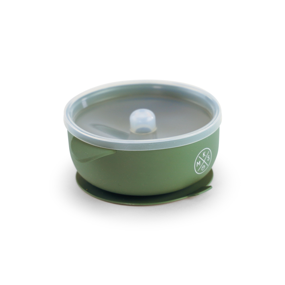 Silicone Bowl with lid - Forest Green