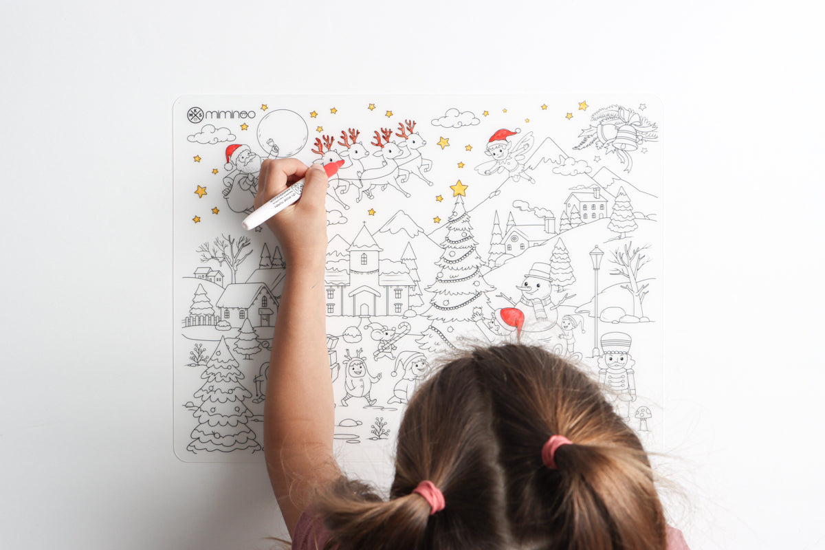 Set Silicone Reusable Coloring Tablemat Special Edition CHRISTMAS