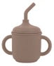 Silicone Learning Cup with straw and handles Taupe