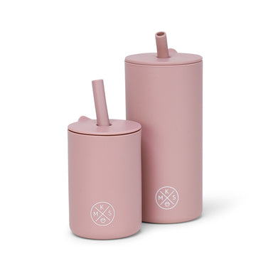 Mini & Maxi Silicone drinking cup with straw Toddler kids MKS Miminoo small and large for kids and adults sizes lilac pink