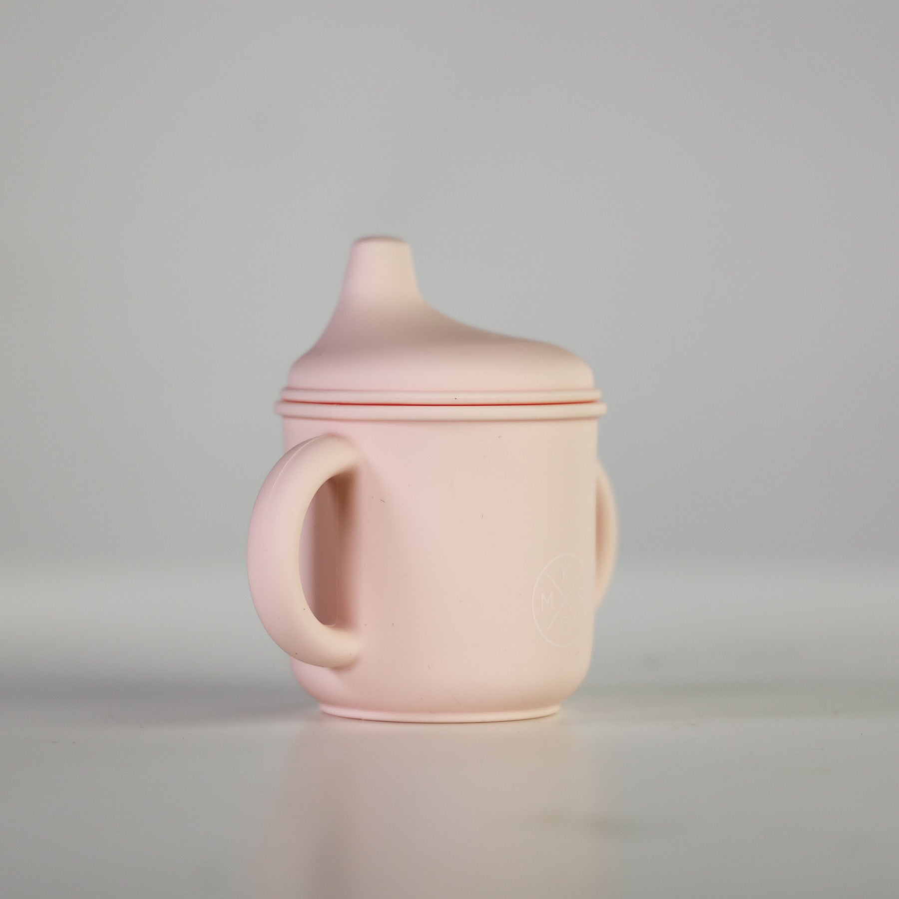 Silicone Sippy Cup with lid and handles Soft Pink