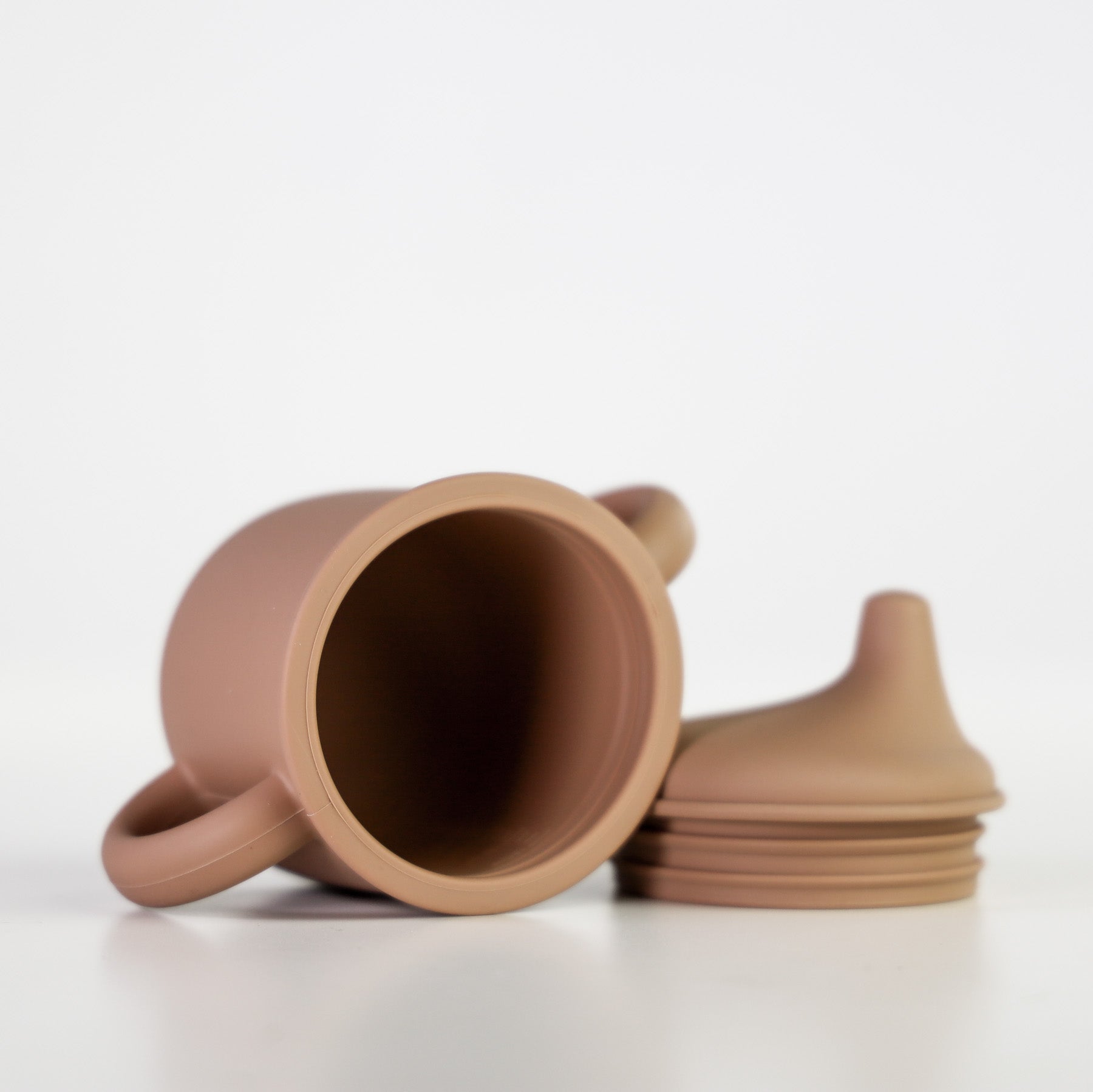 Silicone Sippy Cup with lid and handles Taupe