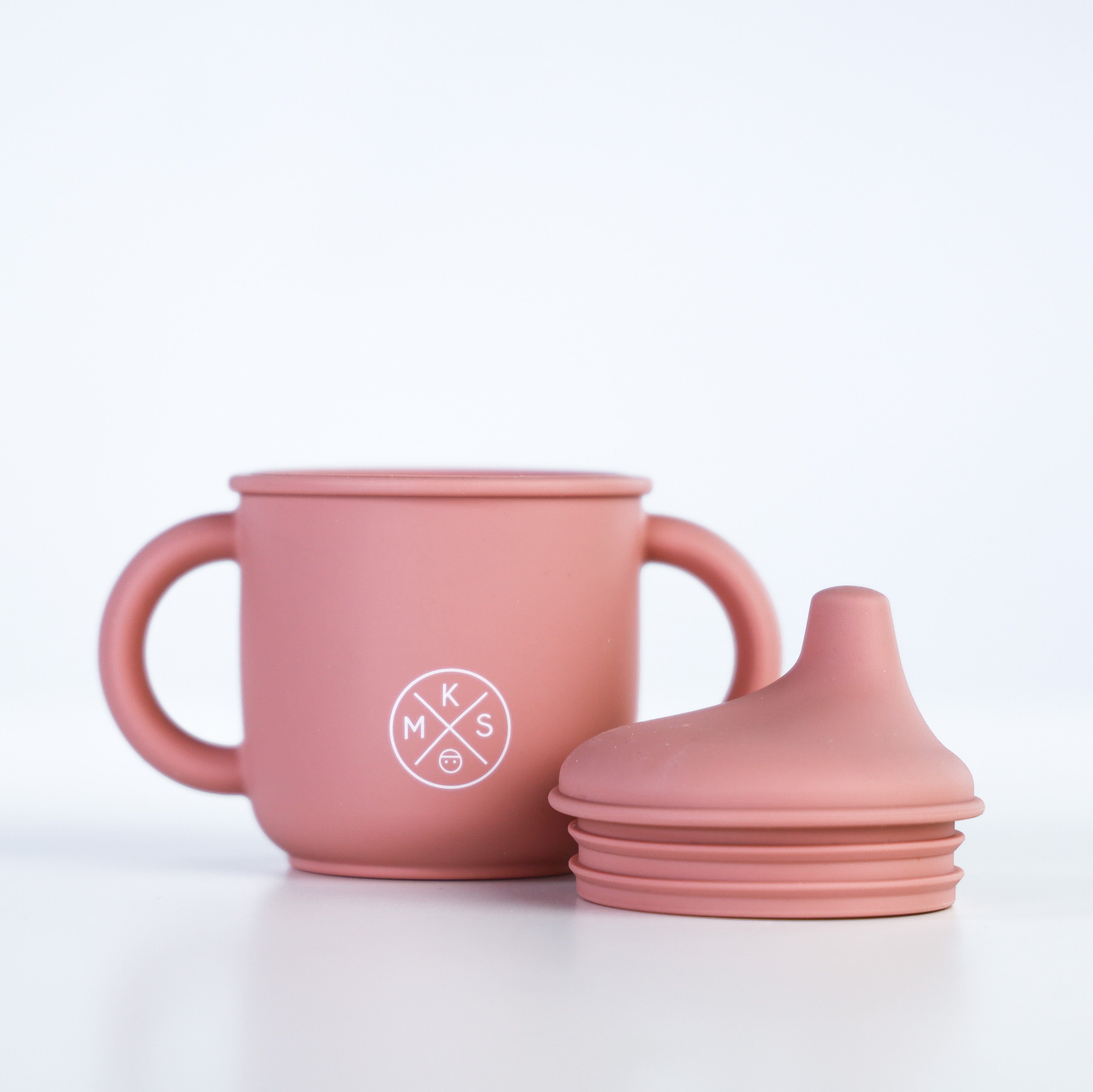 Silicone Sippy Cup with lid and handles Dusty Pink