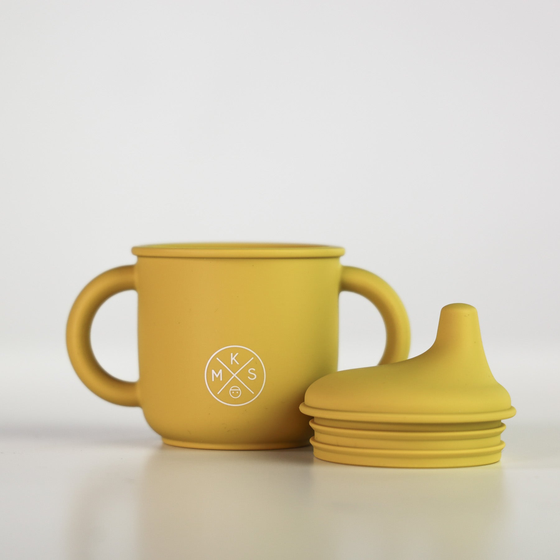 Silicone Sippy Cup with lid and handles Mustard