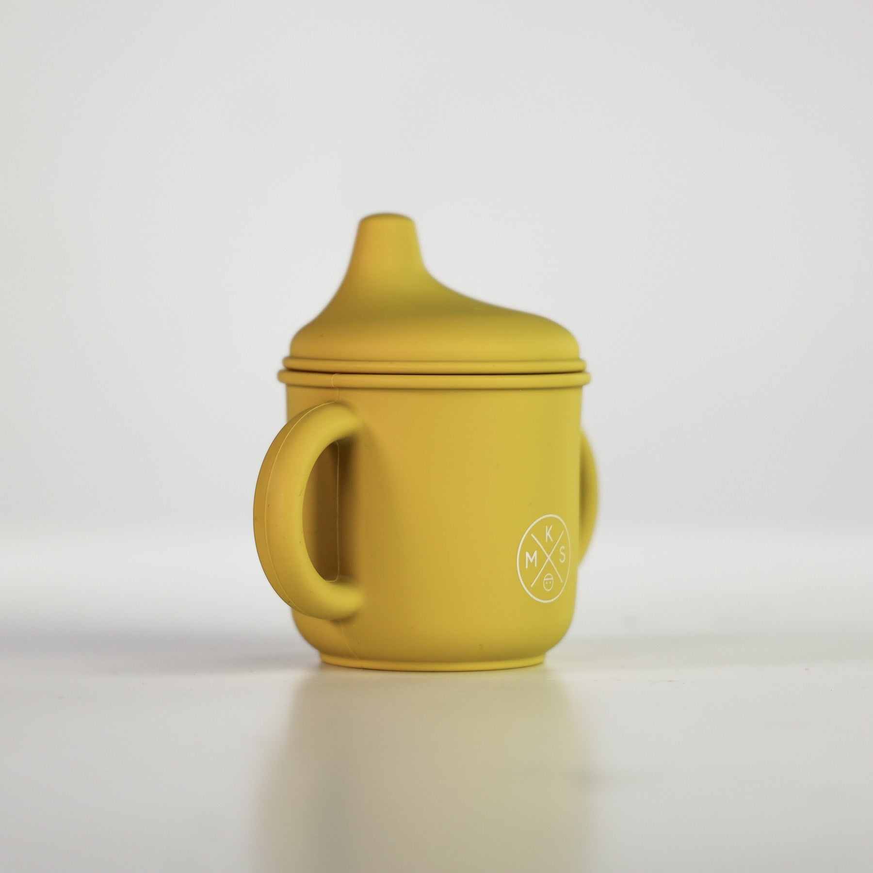 Silicone Sippy Cup with lid and handles Mustard