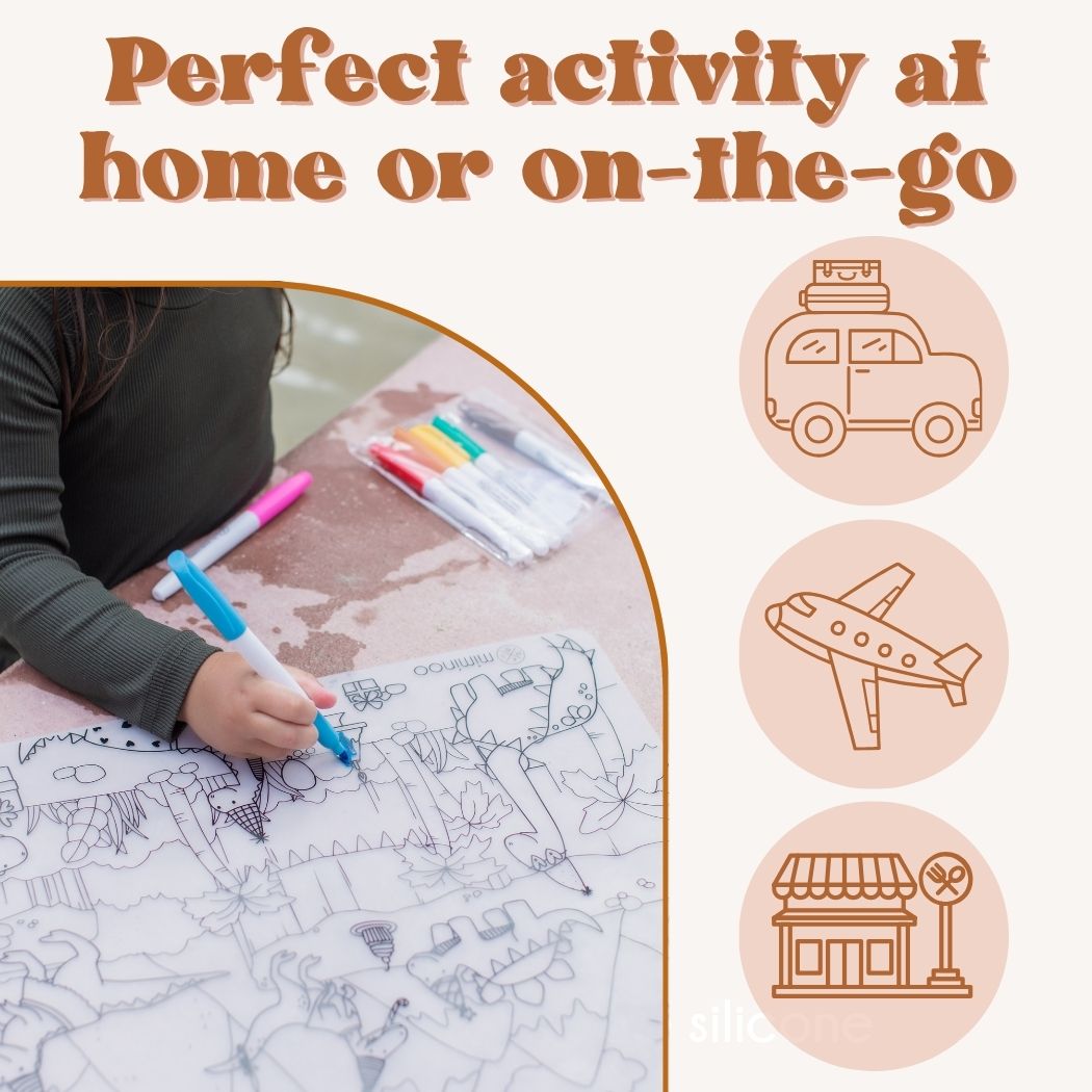 Silicone Reusable Coloring Mat & Markers Set - Girls Dreamworld