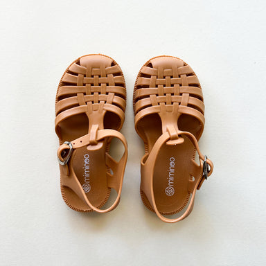 A pair of MKS Miminoo Flexible PVC Summer waterproof Sandals in terracotta for boys and girls toddlers and babies