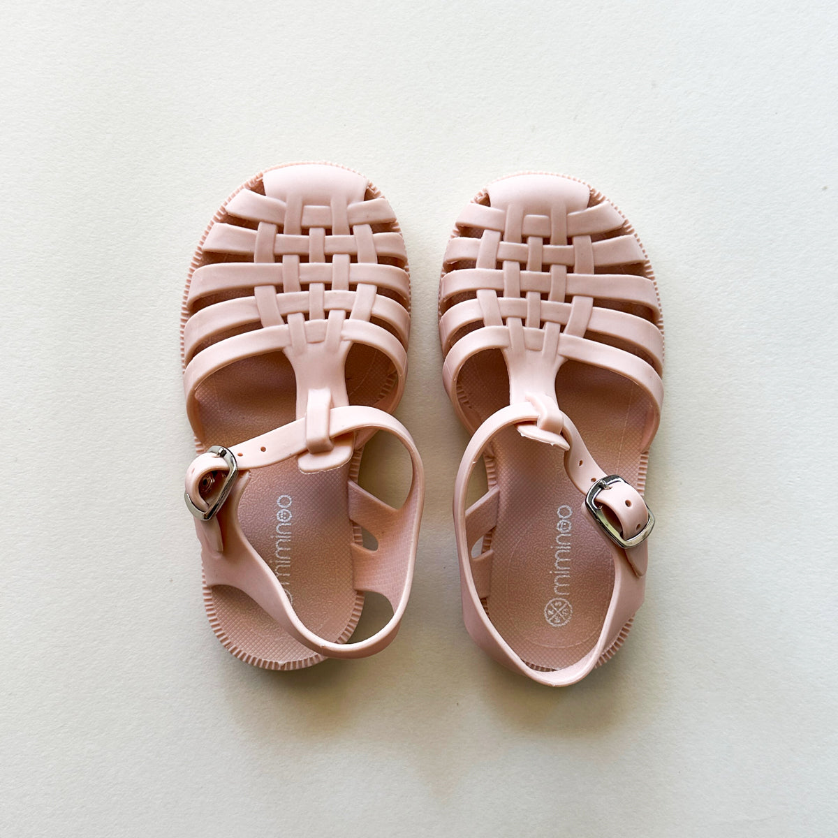 A pair of MKS Miminoo Flexible PVC Summer waterproof Sandals in blush pink for girls toddlers and babies