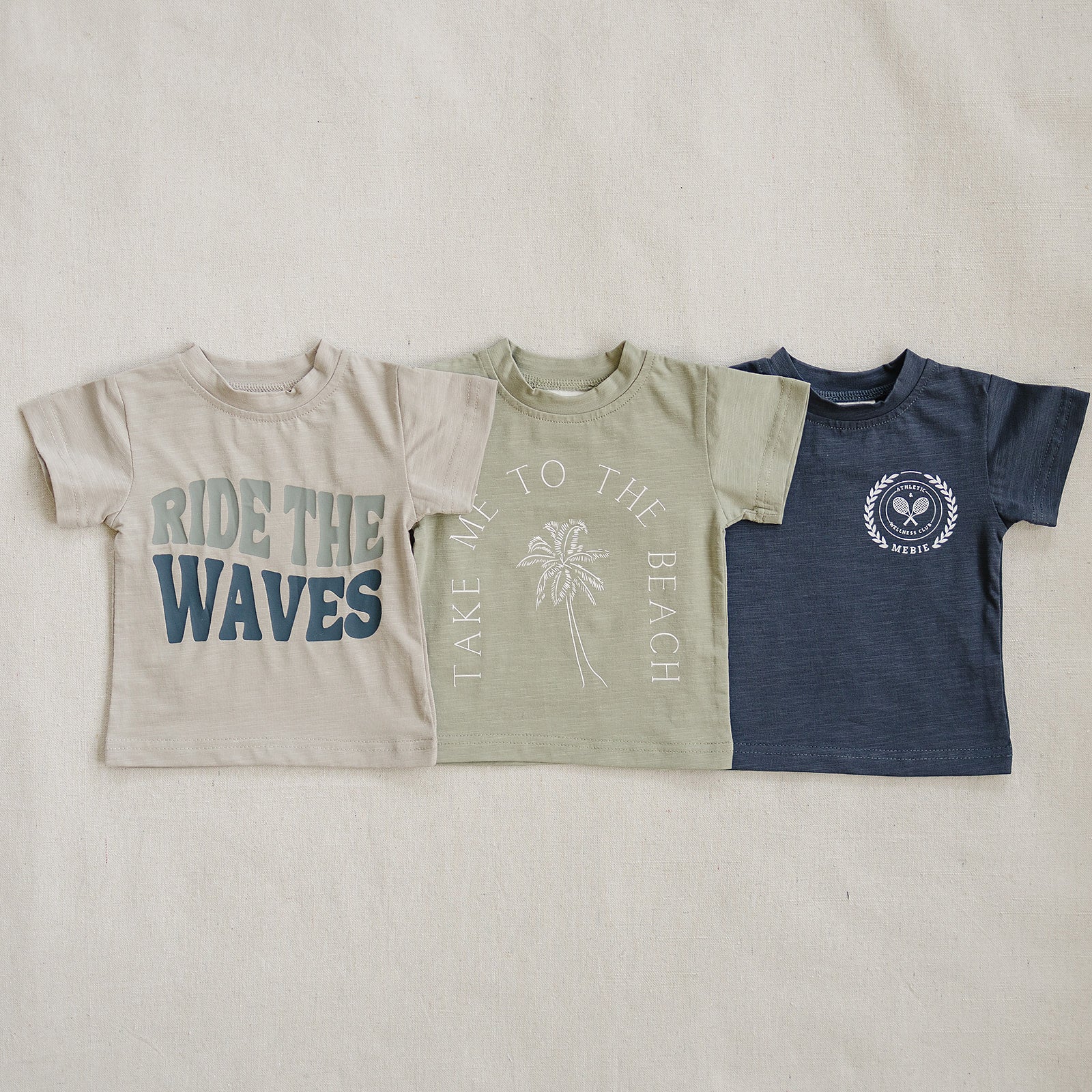 mebie collection summer 2025 beach outfit babies and kids  sage navy