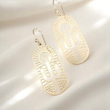 Cactus Landscape Laser-Cut Blue Earrings