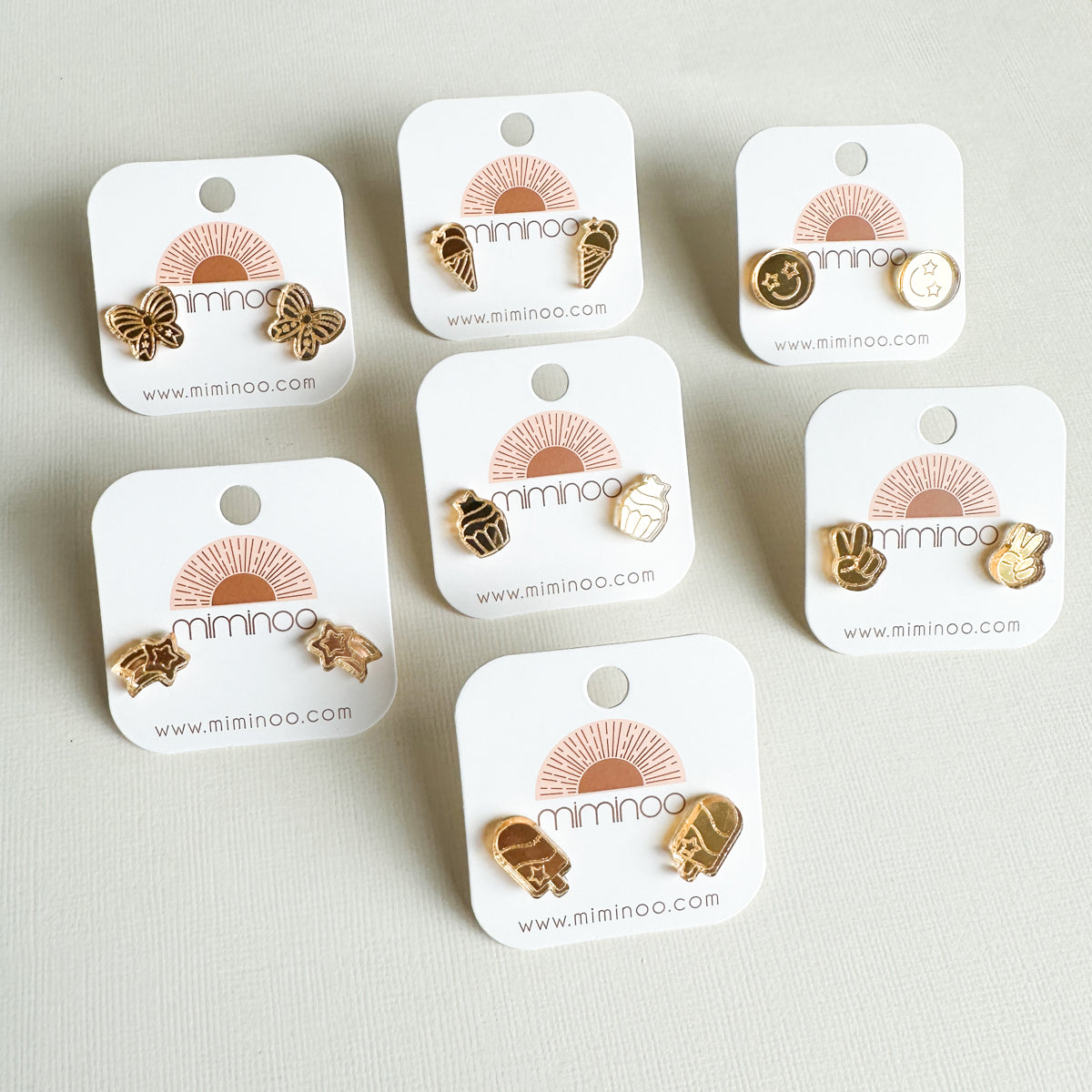 Patriotic Gold Mirror Stud Earrings