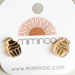 Patriotic Gold Mirror Stud Earrings