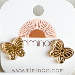 Patriotic Gold Mirror Stud Earrings