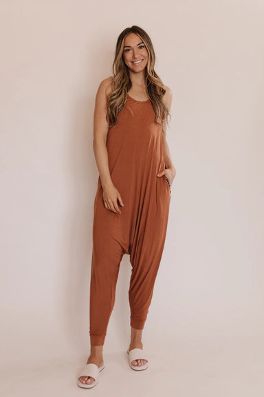 momper romper mom clothes pregnancy overall jumpsuit for mommy ultra comfortable and loose stretch fabric spandex and rayon mks miminoo gilbert arizona burnt orange terracotta