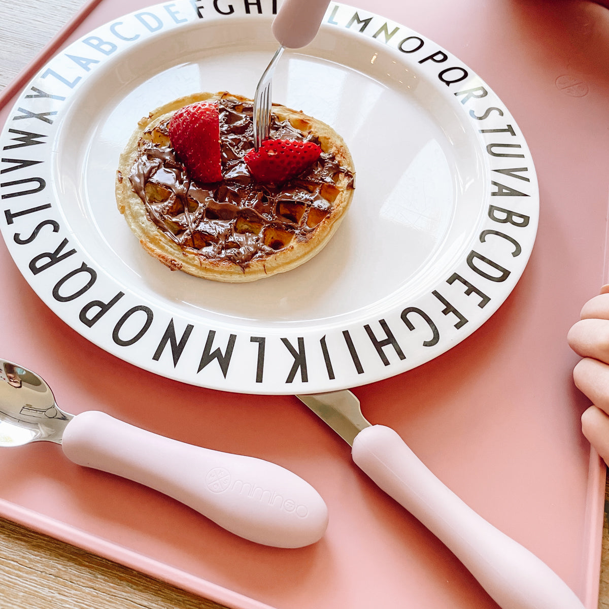 Stainless Steel & Silicone Kids Cutlery Set - Dusty Pink