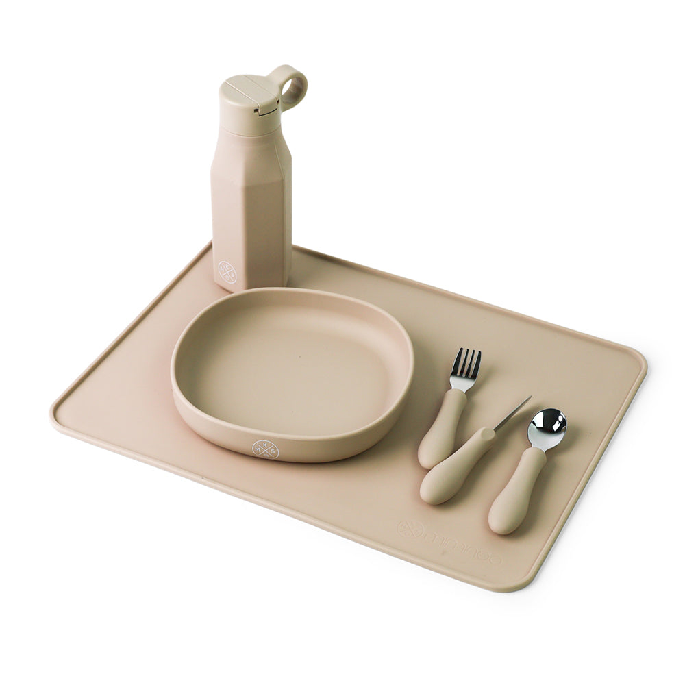 silicone placemat is easy to clean, non-sticky, and ideal for crafting, dining, pets food, and play. mks miminoo. beige