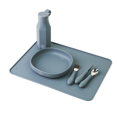 silicone placemat is easy to clean, non-sticky, and ideal for crafting, dining, pets food, and play. For kids and adults. Home lifestyle and dinnerware. mks miminoo usa brand charcoal grey set