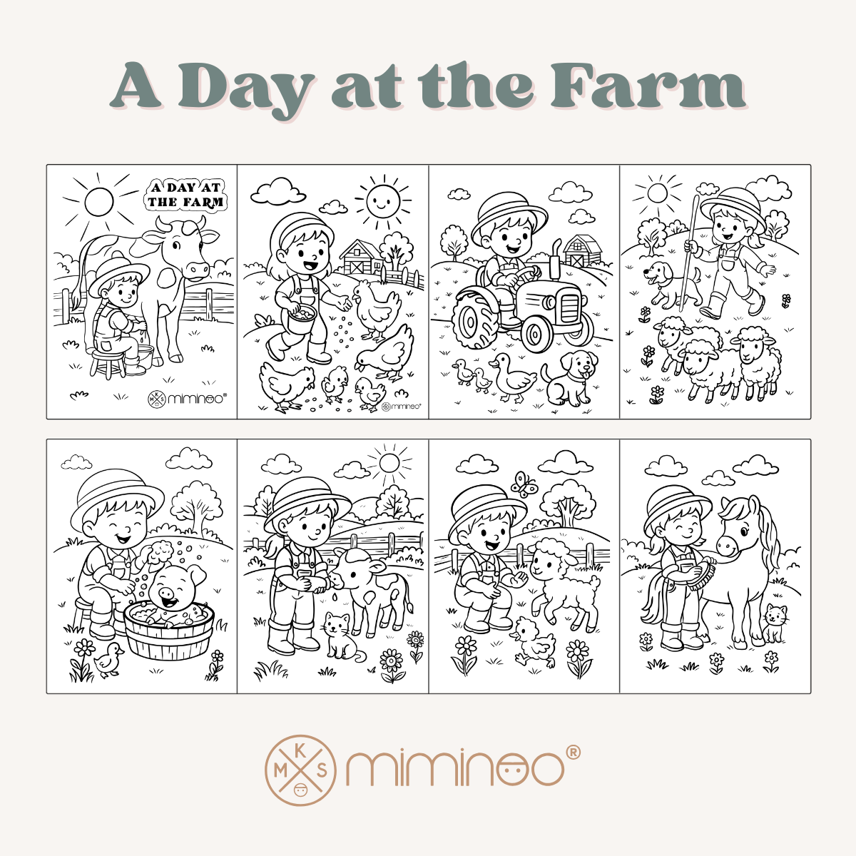 Reversible Foldable Opaque Silicone Coloring Mat & Markers Set - A Day at the Farm